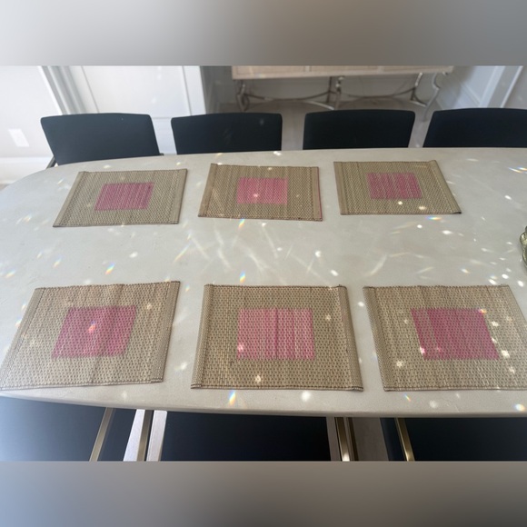 6 Indonesian Reversible Pink and Tan Placemats